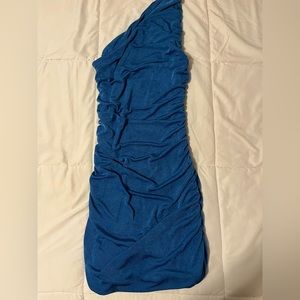 One shoulder blue synch dress size M